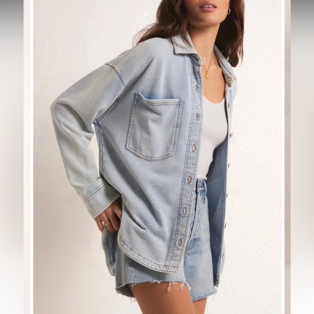 Z Supply All Day Denim Jacket in Washed Indigo - Picture 2 of 6